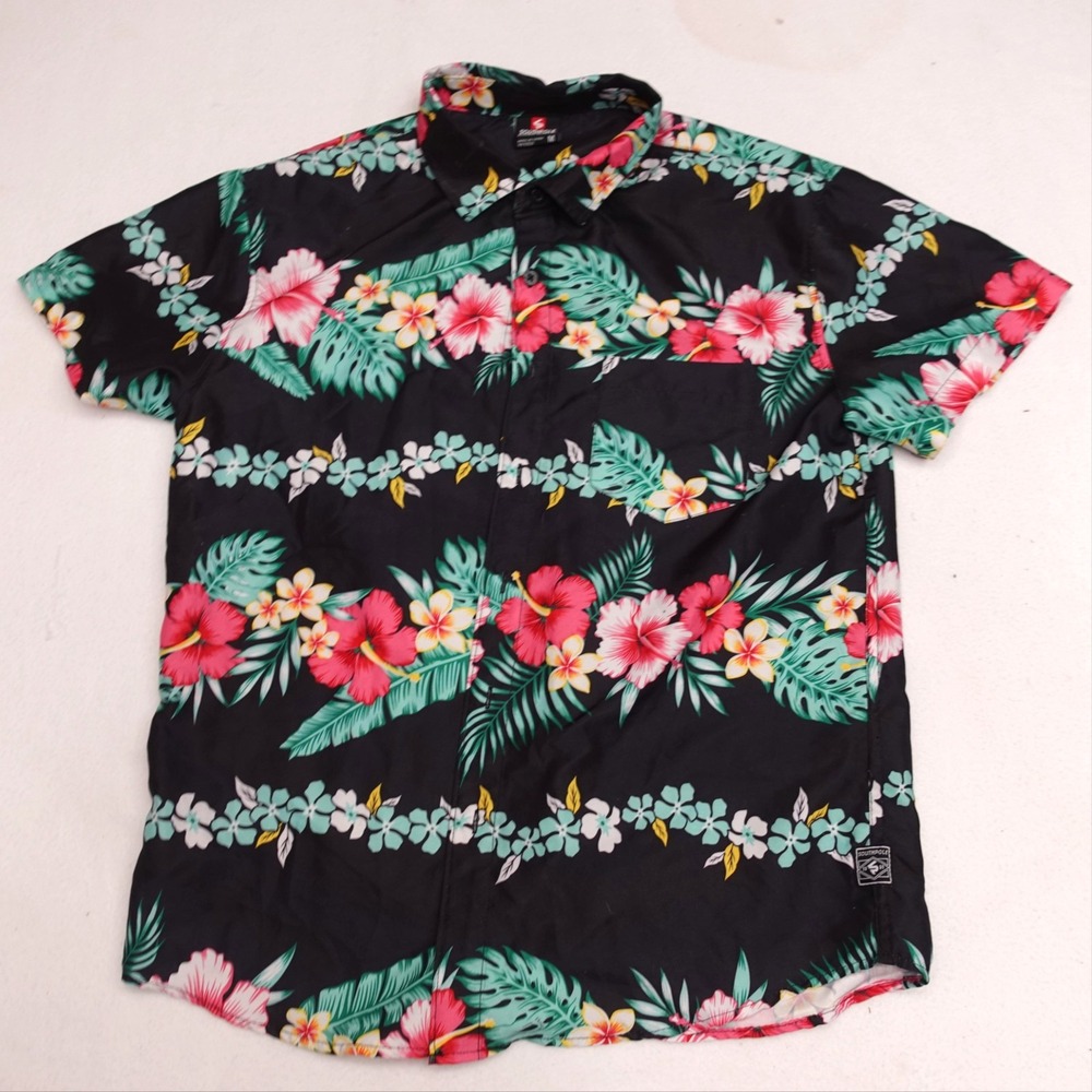 Southpole Shirt Mens M Multicolor Floral Hawaiian Button Up Tropical Beach